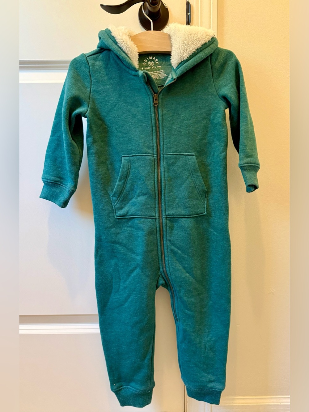 Primary Teal Hooded Sherpa-Lined One-Piece